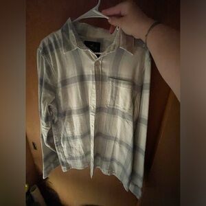 Hollister grey plaid flannel